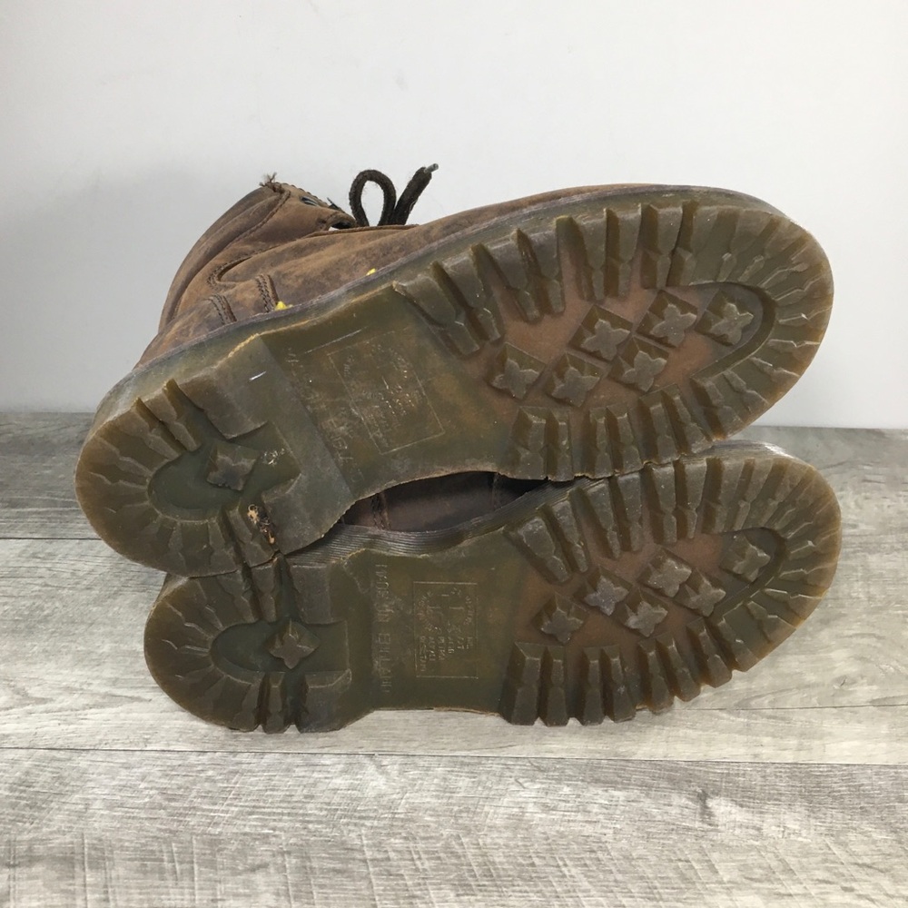 Vtg Dr. Doc Martens Industrial England Womens Leather Steel Toe Boots UK 5 US 7 - Picture 8 of 13